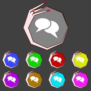 Speech bubble icons. Think cloud symbols. Set colourful buttons. Vector 스톡 일러스트