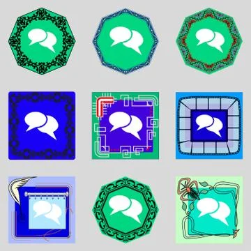 Speech bubble icons. Think cloud symbols. Set colourful buttons. Vector イラスト素材