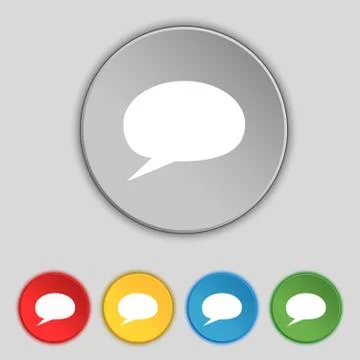 Speech bubble icons. Think cloud symbols. Set colourful buttons. Vector Stock Illustration