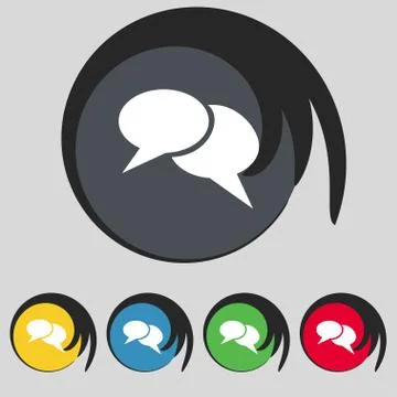 Speech bubble icons. Think cloud symbols. Set colourful buttons. Stock Illustration