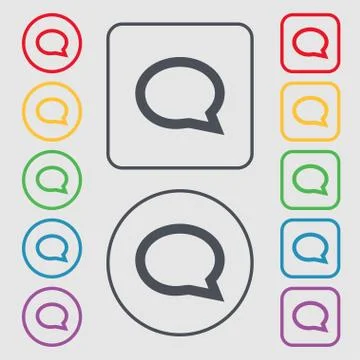 Speech bubble icons. Think cloud symbols. Symbols on the Round and square but Stock Illustration