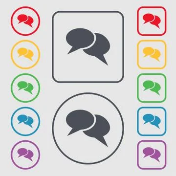 Speech bubble icons. Think cloud symbols. Symbols on the Round and square but Stock Illustration
