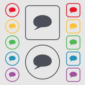 Speech bubble icons. Think cloud symbols. Symbols on the Round and square but Stock Illustration
