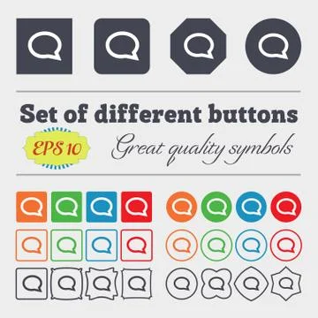 Speech bubble icons. Think cloud symbols. Big set of colorful, diverse, high- Stock Illustration