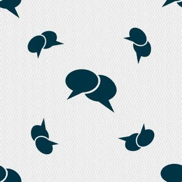 Speech bubble icons. Think cloud symbols. Seamless pattern with geometric tex Stock Illustration