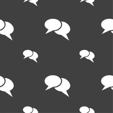 Speech bubble icons. Think cloud symbols. Seamless pattern on a gray backgrou Stock Illustration