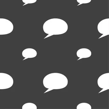 Speech bubble icons. Think cloud symbols. Seamless pattern on a gray backgrou Illustrazione stock