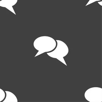 Speech bubble icons. Think cloud symbols. Seamless pattern on a gray backgrou イラスト素材