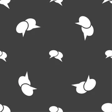 Speech bubble icons. Think cloud symbols. Seamless pattern on a gray backgrou Stock Illustration