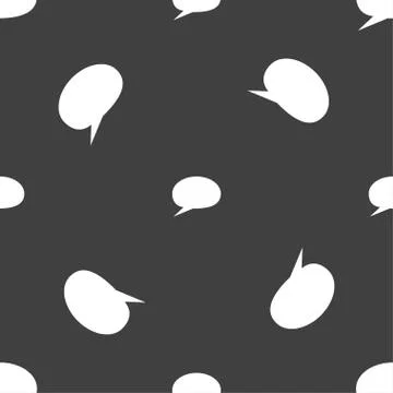 Speech bubble icons. Think cloud symbols. Seamless pattern on a gray backgrou Stock Illustration