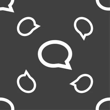 Speech bubble icons. Think cloud symbols. Seamless pattern on a gray backgrou Stock Illustration