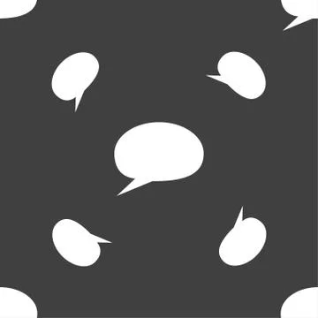 Speech bubble icons. Think cloud symbols. Seamless pattern on a gray backgrou Stock Illustration