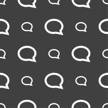 Speech bubble icons. Think cloud symbols. Seamless pattern on a gray backgrou Stock Illustration