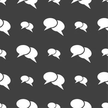 Speech bubble icons. Think cloud symbols. Seamless pattern on a gray backgrou イラスト素材