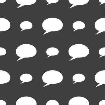 Speech bubble icons. Think cloud symbols. Seamless pattern on a gray backgrou Stock Illustration