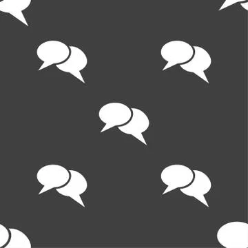 Speech bubble icons. Think cloud symbols. Seamless pattern on a gray backgrou イラスト素材