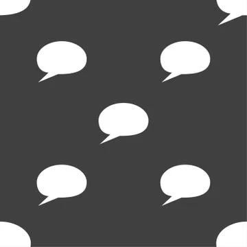 Speech bubble icons. Think cloud symbols. Seamless pattern on a gray backgrou Illustrazione stock