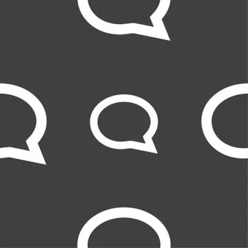 Speech bubble icons. Think cloud symbols. Seamless pattern on a gray backgrou Stock Illustration