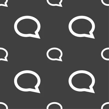 Speech bubble icons. Think cloud symbols. Seamless pattern on a gray backgrou Stock Illustration