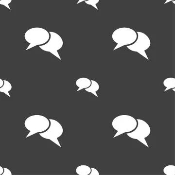 Speech bubble icons. Think cloud symbols. Seamless pattern on a gray backgrou 스톡 일러스트