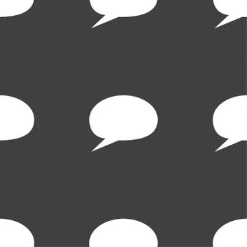 Speech bubble icons. Think cloud symbols. Seamless pattern on a gray backgrou Stock Illustration