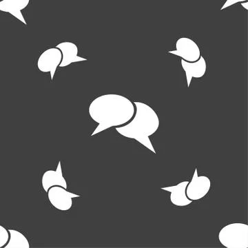 Speech bubble icons. Think cloud symbols. Seamless pattern on a gray background. Stock Illustration
