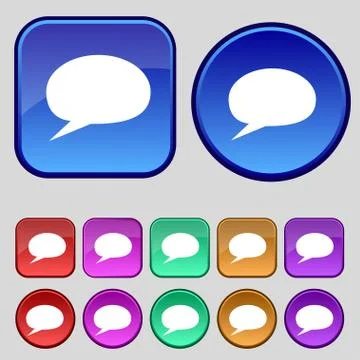 Speech bubble icons. Think cloud symbols. Set colourful buttons. 스톡 일러스트