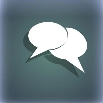 Speech bubble icons. Think cloud symbols. On the blue-green abstract background Stock Illustration