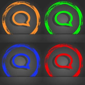 Speech bubble icons. Think cloud symbols. Fashionable modern style. In the orang Stock Illustration