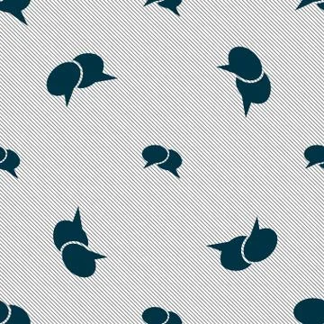 Speech bubble icons. Think cloud symbols. Seamless pattern with geometric textur Stock Illustration