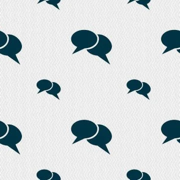 Speech bubble icons. Think cloud symbols. Seamless pattern with geometric textur Stock Illustration