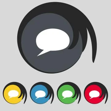 Speech bubble icons. Think cloud symbols. Set colourful buttons. Stock Illustration