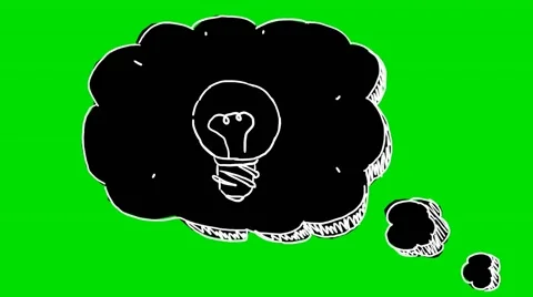 Speech Bubble Idea black colour - Animation - Hand-Drawn - Green Screen - Lo Stock Footage