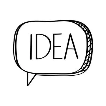 Speech bubble with idea word social media doodle style icon Illustrazione stock
