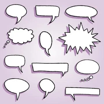 Speech bubble illustration set - cartoon style blank bubbles. Illustrazione stock