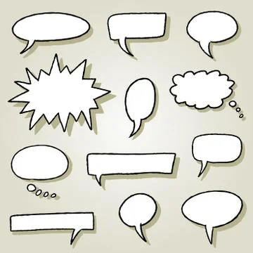 Speech bubble illustration set - comic style empty bubbles. Stock Illustration