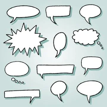 Speech bubble illustration set - comic style blank bubbles. Illustrazione stock