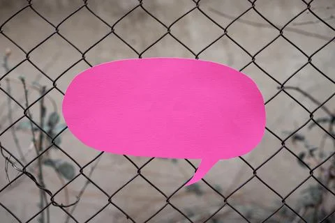 Speech Bubble With Important Informations Placed In Front Of Net. Dialogue Stock Photos