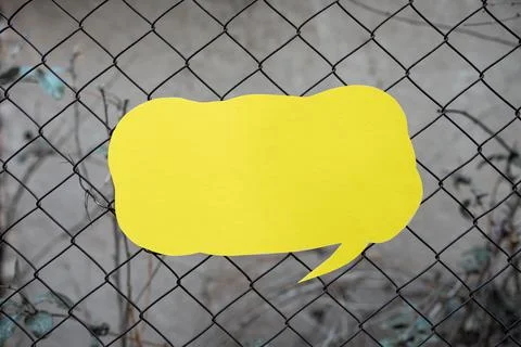 Speech Bubble With Important Informations Placed In Front Of Net. Dialogue Stock Photos