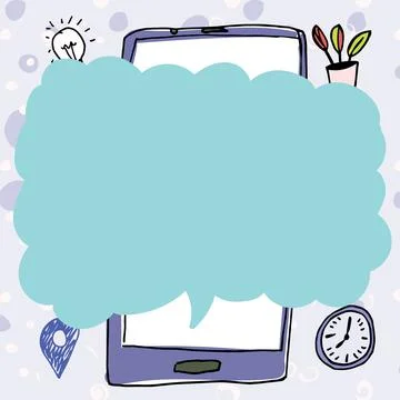 Speech Bubble With Important Message Above Mobile Phone. Crutial Informations Stock Illustration