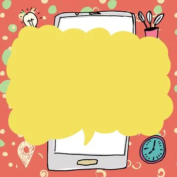 Speech Bubble With Important Message Above Mobile Phone. Crutial Informations Stock Illustration