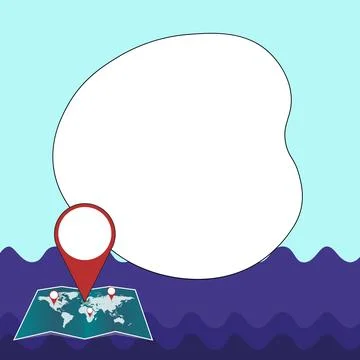 Speech Bubble With Important Message Above Map With Destination Point. Critical Ilustração Stock
