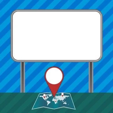 Speech Bubble With Important Message Above Map With Destination Point. Critical Stockillustratie