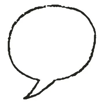 Speech bubble ink outline blank, vector cartoon crayon communication round frame Stock Illustration