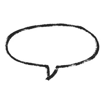 Speech bubble ink outline blank, vector cartoon crayon communication oval frame Stock Illustration