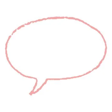 Speech bubble ink outline red pastel color, vector cartoon crayon text box, chat Stock Illustration