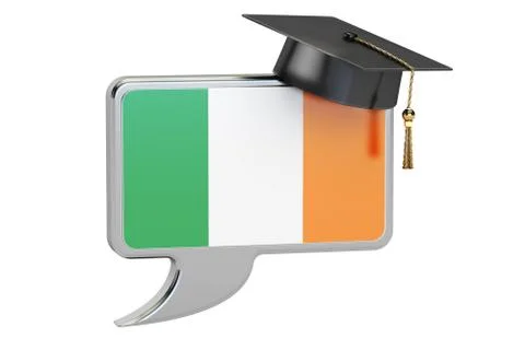 Speech bubble with Irish flag learning concept 3D rendering Stock Illustration