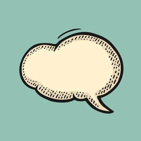 Speech bubble. Isolated on turquoise background. Vintage black and beige vect Stock Illustration