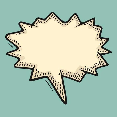 Speech bubble. Isolated on turquoise background. Vintage black and beige vect Stock Illustration