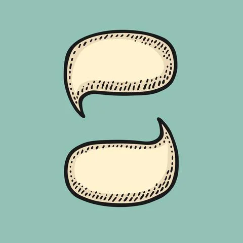 Speech bubble. Isolated on turquoise background. Vintage black and beige vect Stock Illustration